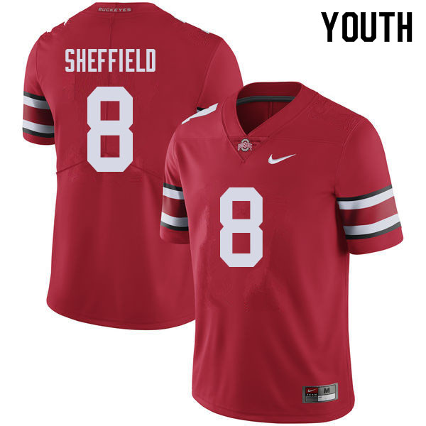 Ohio State Buckeyes Kendall Sheffield Youth #8 Red Authentic Stitched College Football Jersey